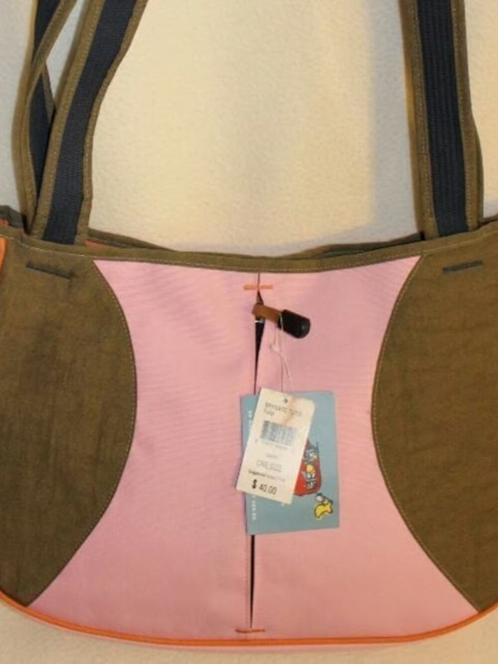 Life is Good pink w/brown satchel.